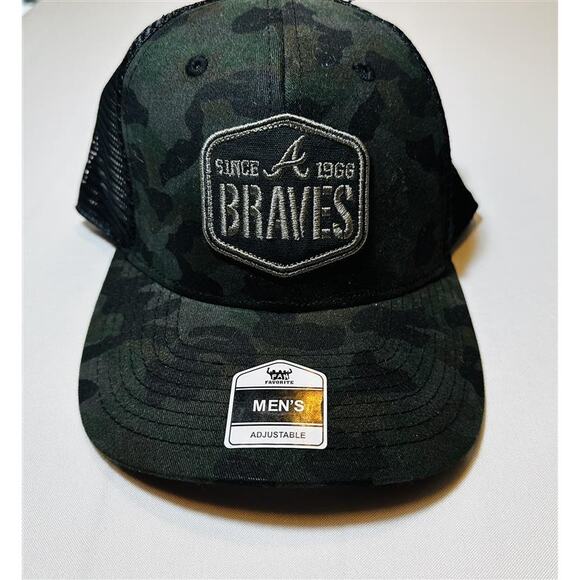 Genuine Merchandise Men's MLB Trucker Snapback Baseball Hat (Camo/Braves) - Picture 1 of 3